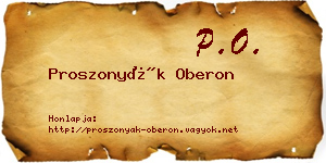 Proszonyák Oberon névjegykártya